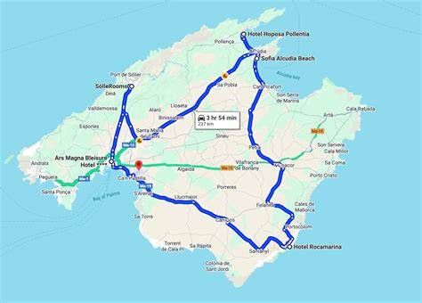 Huurauto en routekaart Mallorca