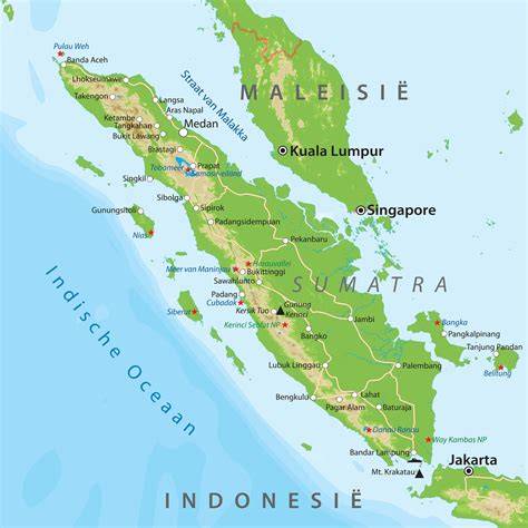 kaart met Sumatra en West-Maleisië