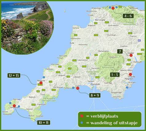 kaart van Devon en omgeving (infrastructuur en routes)