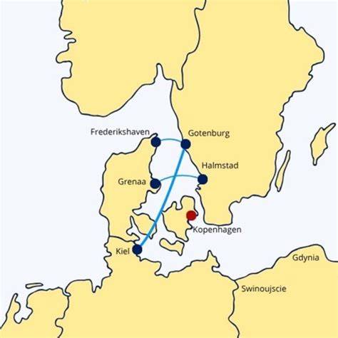 overtocht Kiel Göteborg kaart en havens