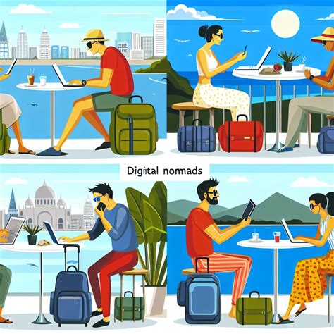 beeld van digitale nomaden en werkplek