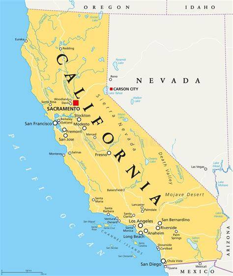 kaart Californië en steden LA SF (infrastructuur)