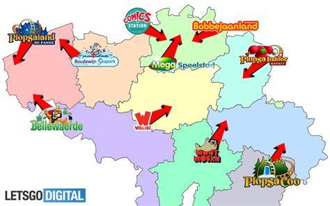 kaart van Belgische pretparken infographic