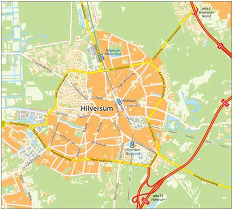 illustratieve kaart van Hilversum en directe omgeving