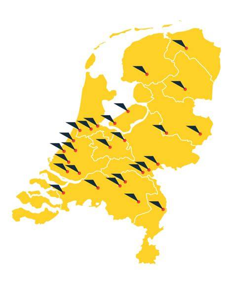 kaart met locaties van D-reizen vestigingen