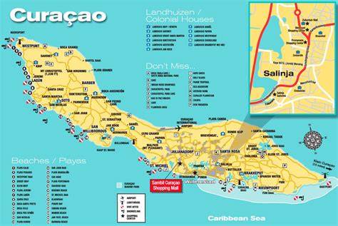 Algemene all inclusive Curaçao kaart en resortindeling