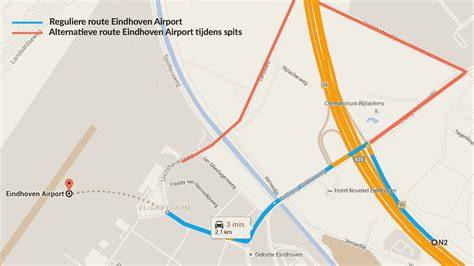 afstand Antwerpen naar Eindhoven luchthaven kaart
