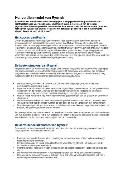 inzet van infographic overzicht verdienmodel Ryanair