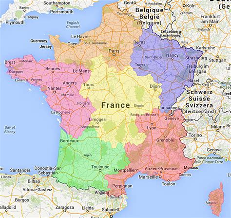 kaart van Franse campings en regio’s (overzichtelijk kaartbeeld)