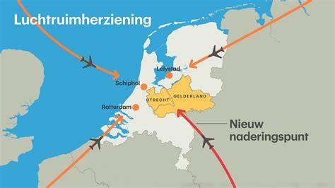 Praktische kaart met verbindingslijnen naar luchthavens