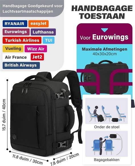 infographics handbagage ruimte 56x45x25