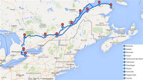 kaart met Oost- en West-Canada landschappen
