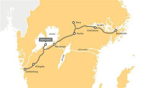 kaart route Göteborg naar Tiveden natuurpark