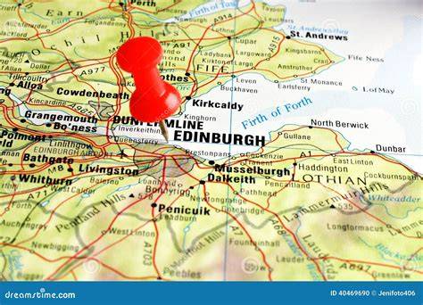 Illustratie kaart van Edinburgh en vliegveld