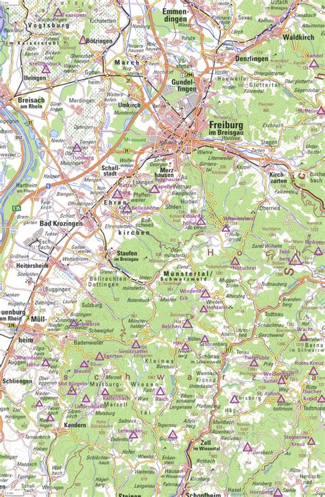 Overzichtskaart Zwarte Woud met Freiburg en Maulbronn