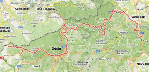 kaart Boheems Zwitserland en Ceska Kamenice