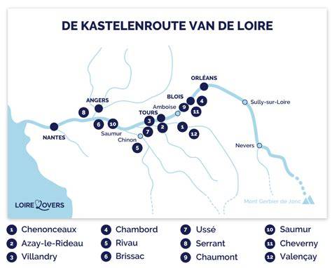Loire kasteelervaringen overzicht (kaart en iconen)