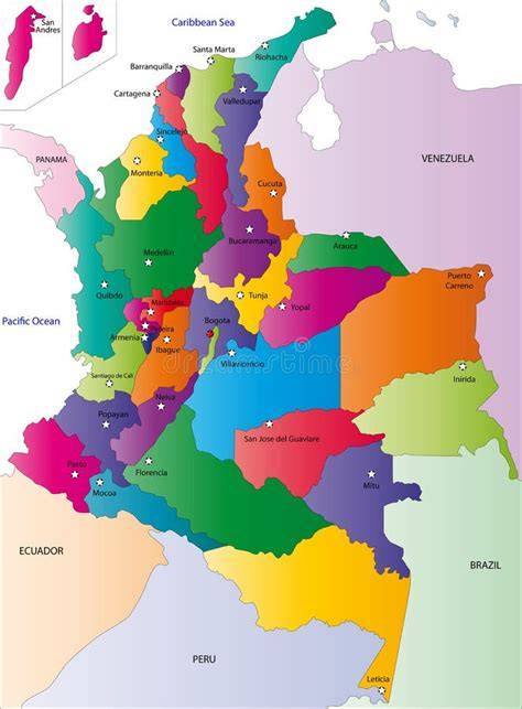 kaart van Colombia met regio’s