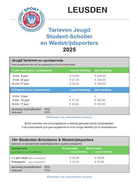 Annuleringsvoorwaarden en tariefoverzicht