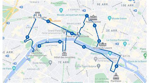 kaart van Parijse hop-on-hop-off routes
