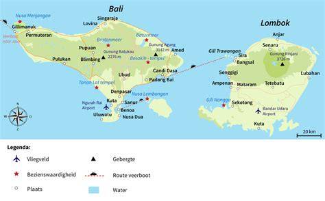 Aardbevingsschok Lombok en Bali kaart