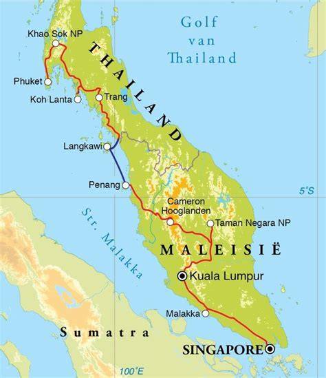 grensovergangen thailand-maleisië kaart