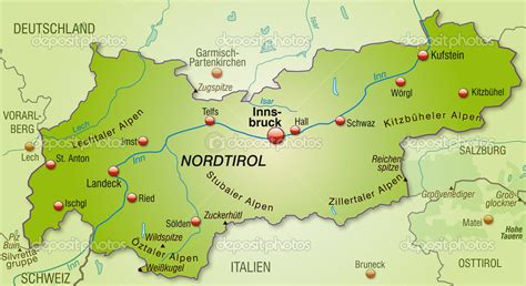 kaart van Tirol en Bach