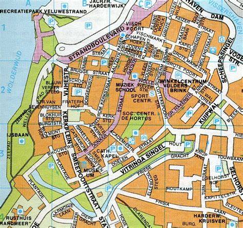Kaart van Harderwijk met waterkant en binnenstad