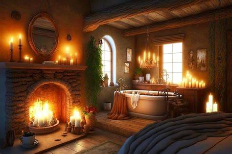 Romantische loft met open haard en waterzicht