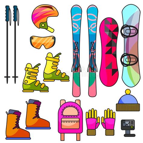 illustratie van ski- en snowboarduitrusting
