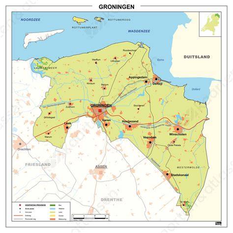 Hogere kaart van Groningen met Eelde