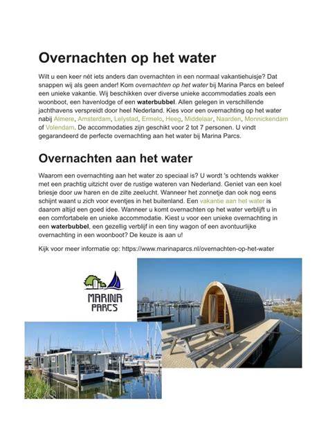 Overnachten op het water infographic