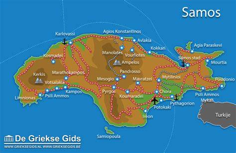 kaart van Samos en omliggende eilanden