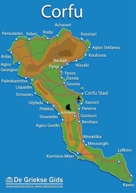 kaart van Corfu en Sidari
