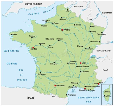 kaart van Camargue en belangrijkste plaatsen