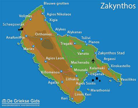 Zakynthos kaart en hotspots