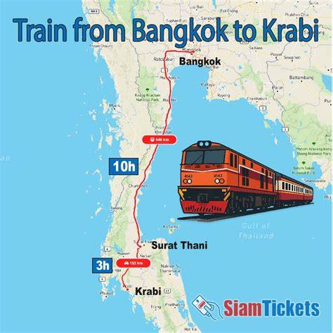 kaartroutes Bangkok naar Krabi