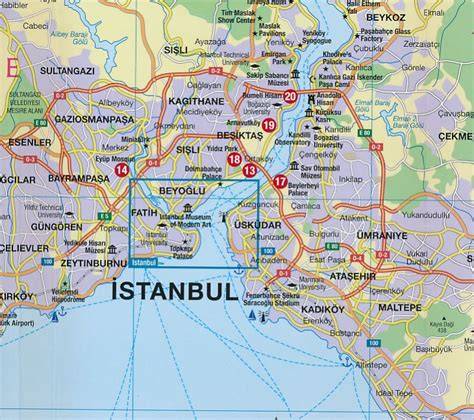Kaart van Istanbul SAW verbindingen met centrum