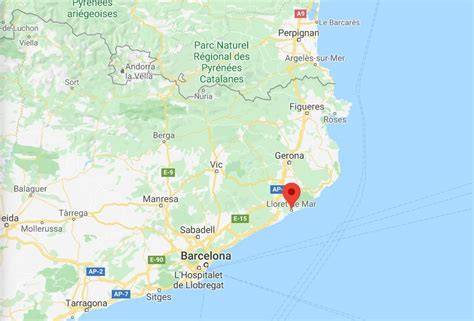 kaart en ligging van Lloret de Mar en Rincon de Loix